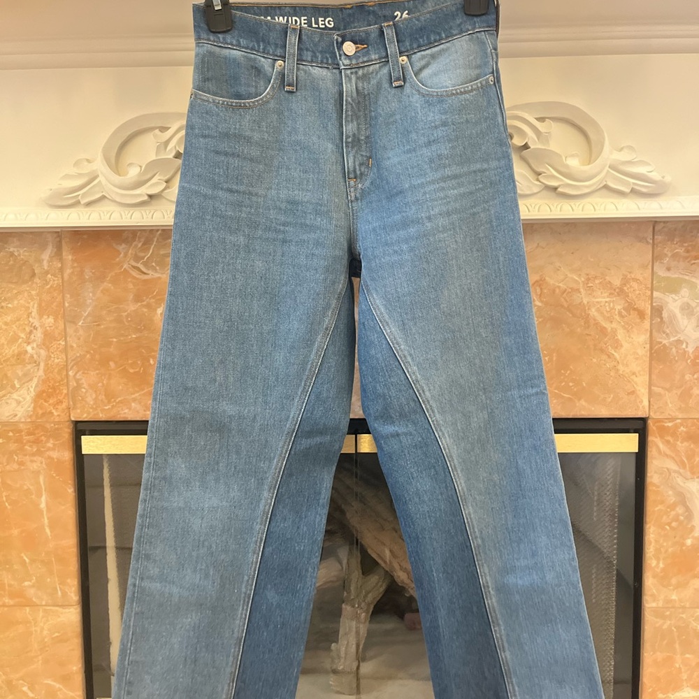 J. Crew Two-Tone Light Blue High-Rise Wide Leg Jeans - Picture 3 of 6